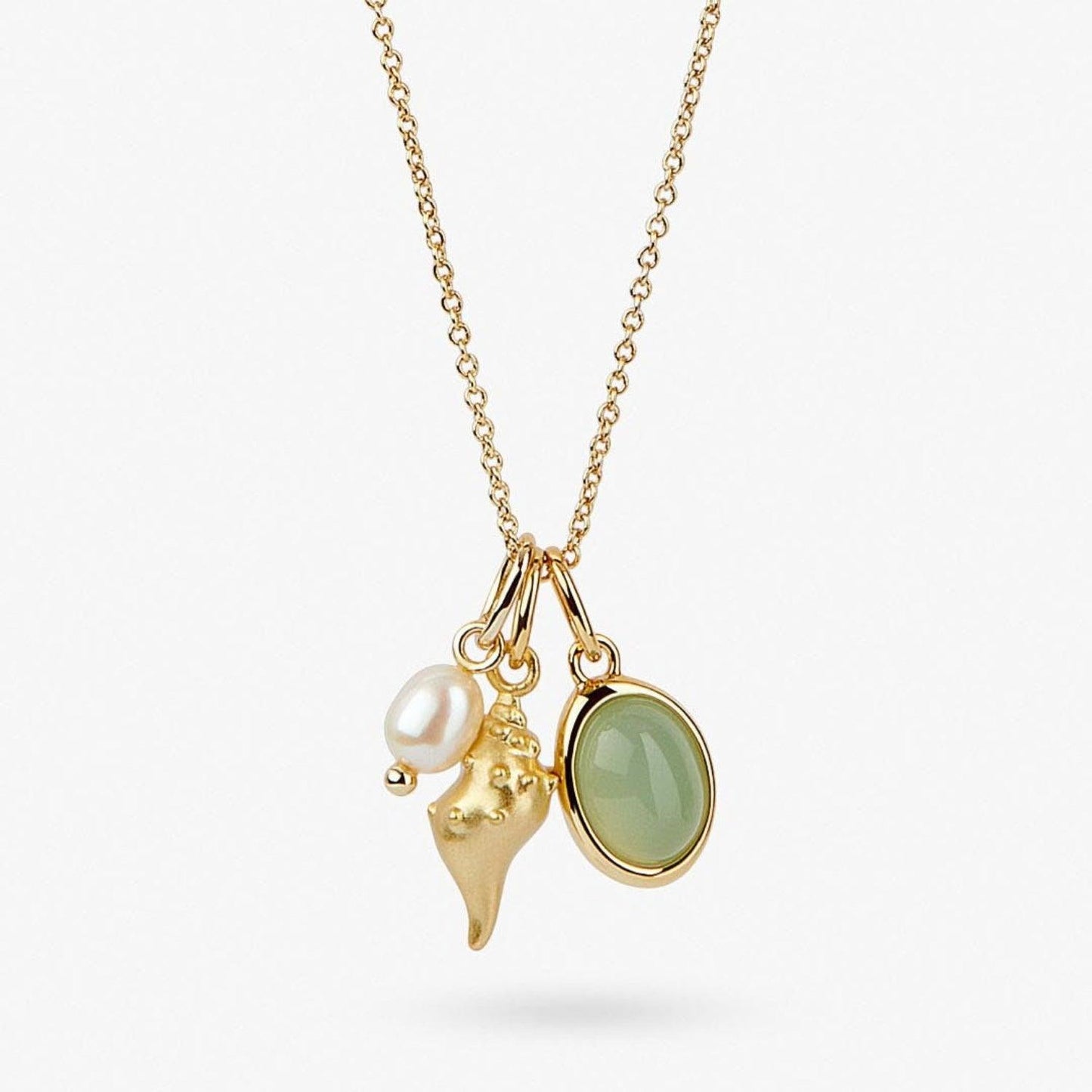 14K Gold-Plated Natural Crystal Conch Pendant Necklace Carauana Store