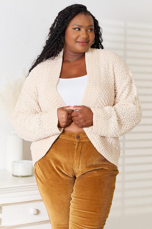 Double Take Open Front Long Sleeve Cardigan Carauana Store