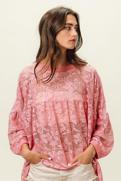BiBi Floral Lace Long Sleeve Top Carauana Store
