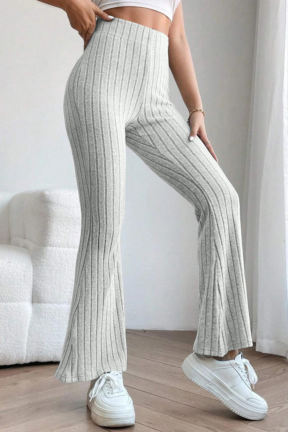 Basic Bae Full Size Ribbed High Waist Flare Pants Carauana Store