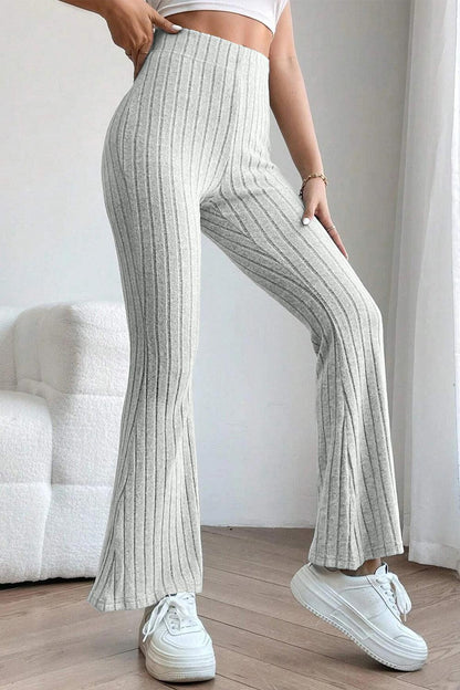 Basic Bae Full Size Ribbed High Waist Flare Pants Carauana Store