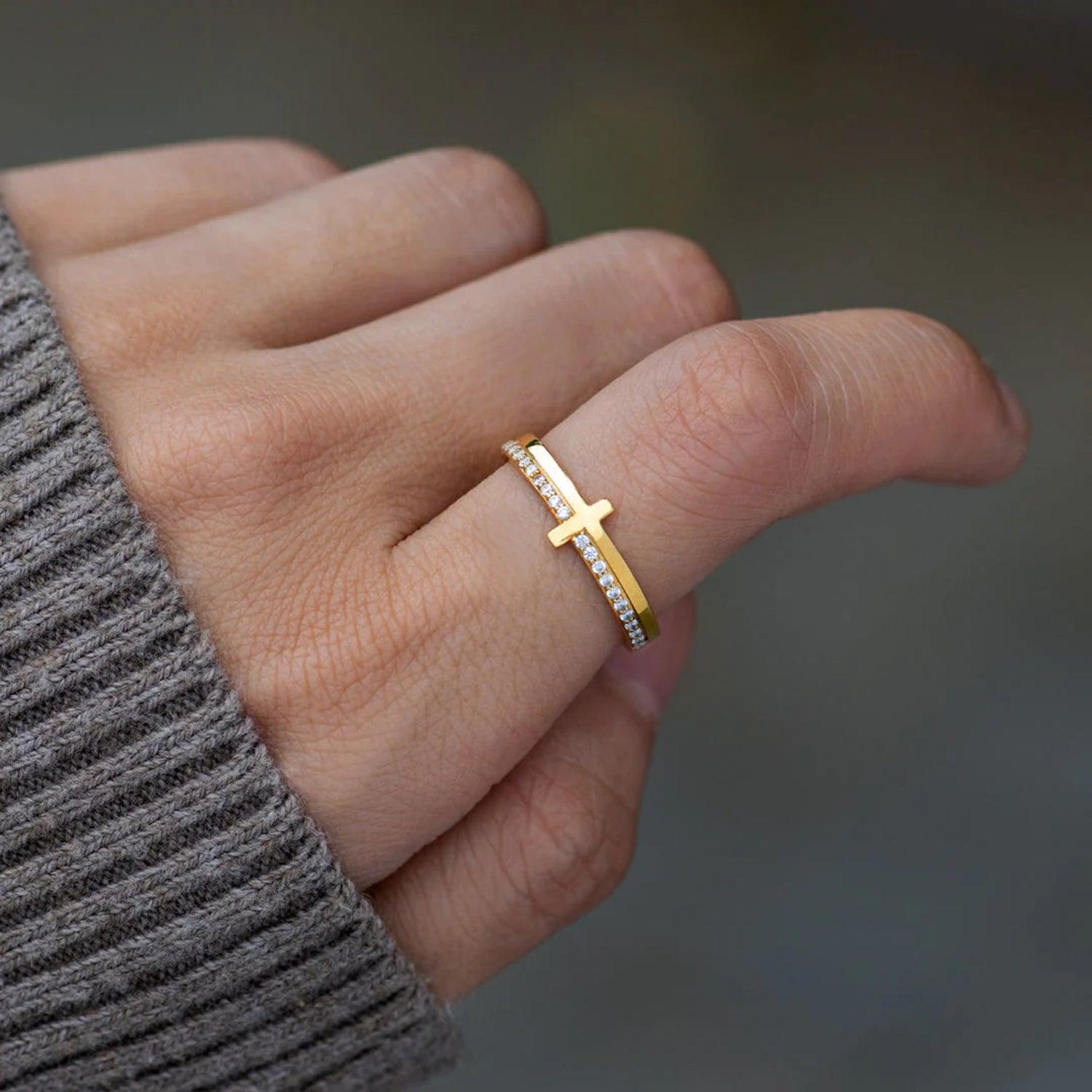 Zircon 925 Sterling Silver Cross Ring Carauana Store