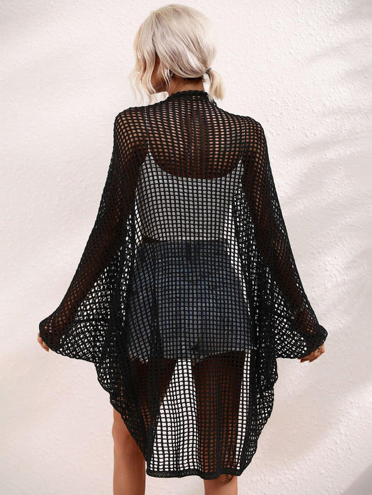 Openwork Open Front Longline Cover Up Carauana Store
