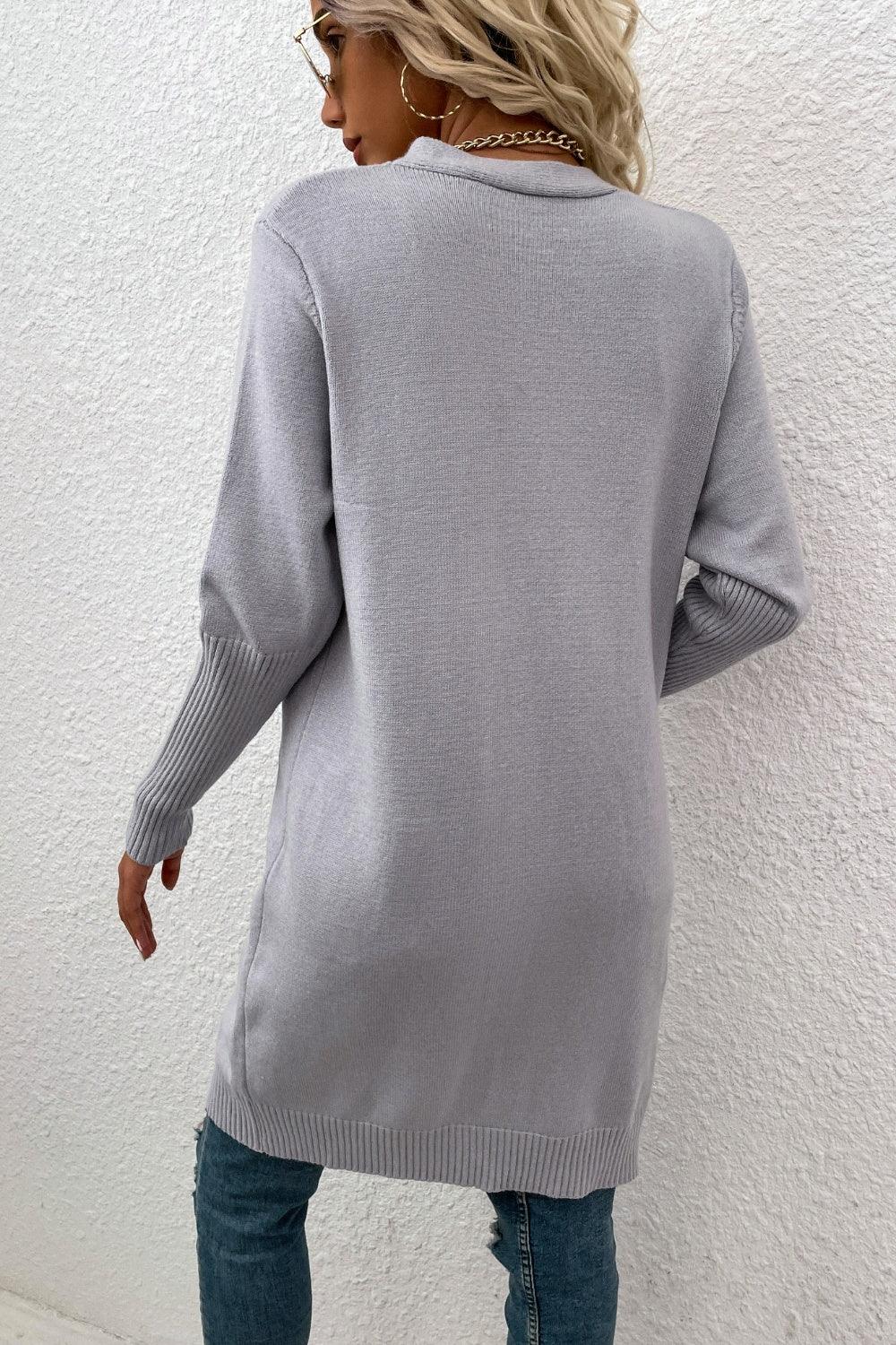 Open Front Long Sleeve Cardigan with Pockets Carauana Store